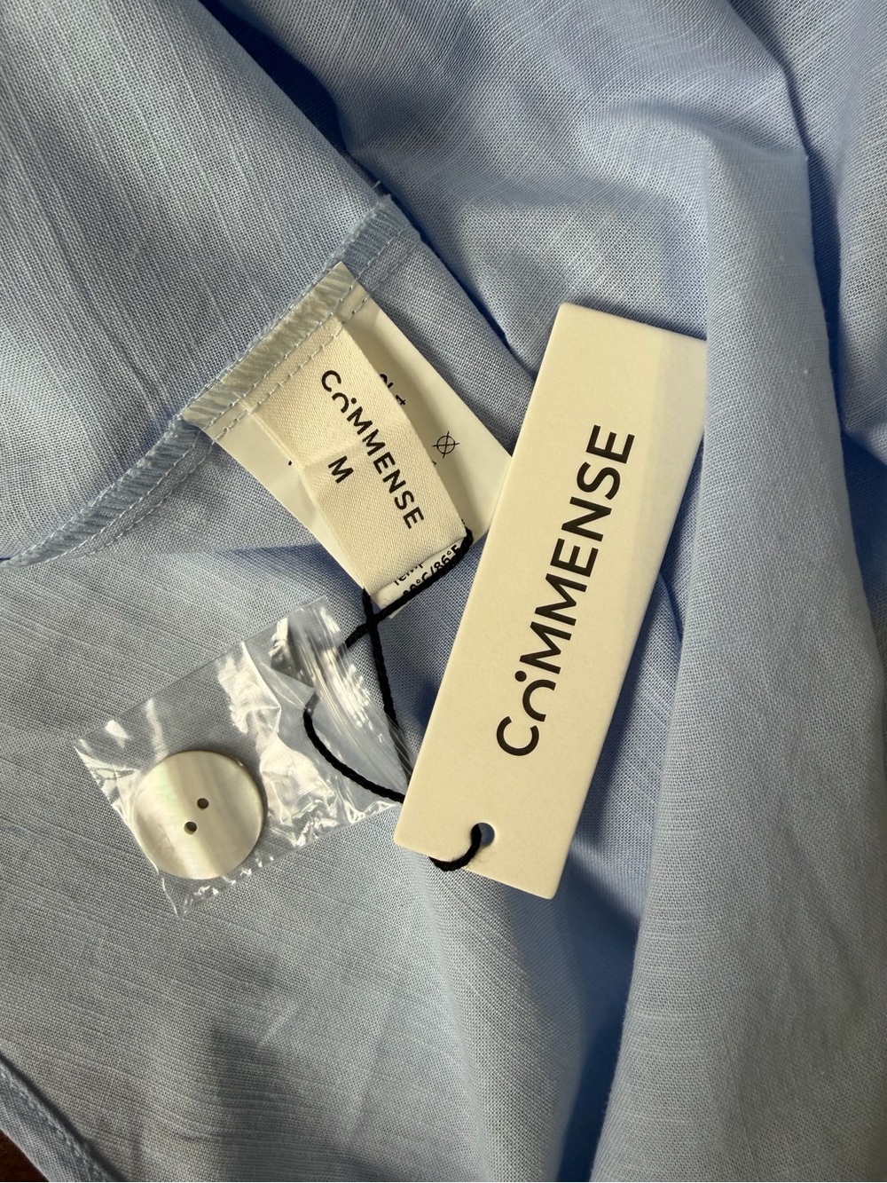 Commense Light Blue Linen Cotton Cutout Pleated Maxi Dress Medium NWT - Picture 7 of 9